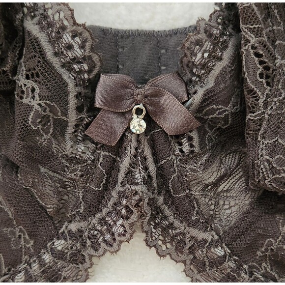 Alegro Bra US Size 36G Charcoal Gray Sheer Lace Plunge Underwire 9005A NWT - Picture 3 of 7